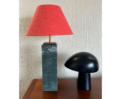 A heavy marble Pooky lamp base with red shade together with a Fritz Hansen Night Owl lamp designed by Nicholai Wiig Hansen. 