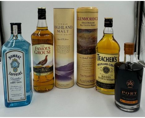 A collection of unopened spirits to include Glenmorangie single highland Scotch whisky boxed, Teacher's highland cream single