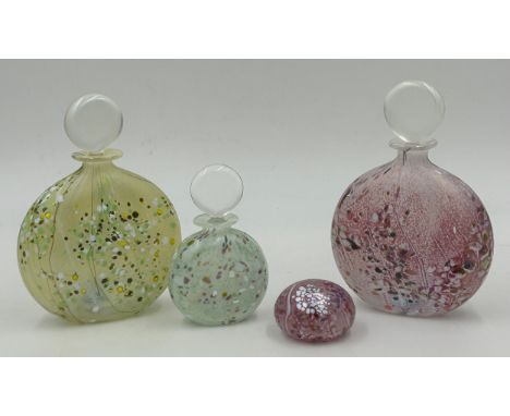 Isle of Wight studio glass from the 'Meadow Garden' collection by Elizabeth Harris to include large perfume flask 16cm h 'Dog