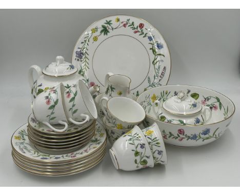 A Royal Worcester tea service in the Arcadia design to include:&nbsp; 6 x cups, 6 x saucers, 6 x dessert plates 20.5cm d, sug