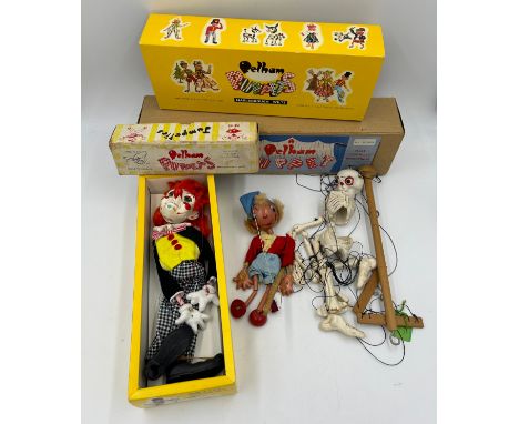 Pelham Puppets to include a vintage Noddy, SL17 'Bimbo' clown and SL18 Skeleton. (3) 