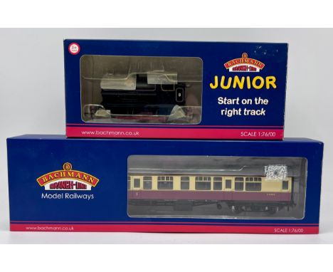 Boxed Bachmann OO Gauge to include 30-921 Junior Saddle Tank No.8 BR Lined Black Early Emblem together with 39-127B BR MK I C