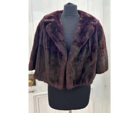 Vintage Brown Short Collared Jacket by Hilda Kirk of Hull length 48cm from collar to hem along with two Leopard print hats mo