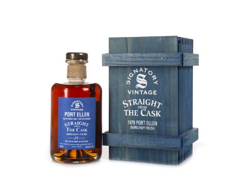 PORT ELLEN 1979 SIGNATORY VINTAGE BURGANDY FINISH Closed 1983. Port Ellen, Islay. Distilled 9 August 1979, matured in cask no