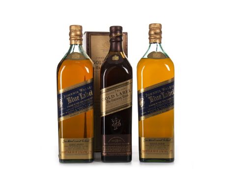 JOHNNIE WALKER BLUE LABEL ONE LITRE (2) Blended Scotch Whisky One litre, 43% volume. JOHNNIE WALKER GOLD LABEL CENTENARY BLEN