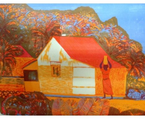 * Geoffrey Elliott (British, 1935 -), Tropical Landscape, lithograph, signed, inscribed and numbered 73/75, 44.5cm x 59cm.  
