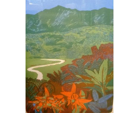 * Geoffrey Elliott (British, 1935 -), Blue Mountains, lithograph, signed, inscribed and numbered 76/76, 59cm x 45cm.  
Vat on