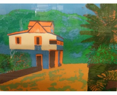 * Geoffrey Elliott (British, 1935 -), Landscape Mahe, Seychelles, lithograph, signed, inscribed and numbered 32/37, 45cm x 58