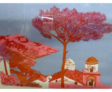 * Geoffrey Elliott (British, 1935 -), Ravello, lithograph, signed, inscribed and numbered 65/75, 44.5cm x 59cm.  
Vat on the 