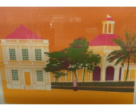 * Geoffrey Elliott (British, 1935 -), Spanish Town, lithograph, signed, inscribed and numbered 41/45, 44cm x 59cm. 
Vat on th
