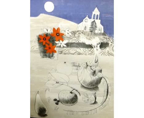 * Mary Fedden RA (British, 1915-2012), Straw Plates, lithograph, signed and numbered 19/70, 74.5cm x 54cm.
Vat on the hammer 