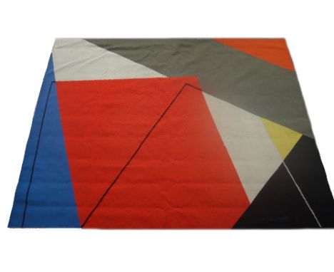 * Ivan Chermayeff (American, 1932 -), Abstraction I, Aubusson wool tapestry, woven signature and monogram, 197cm x 259cm.
Vat