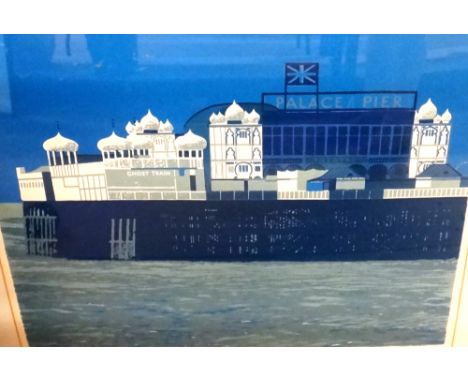 * Geoffrey Elliott (British, 1935 -), Palace Pier at Night, Brighton, lithograph, signed, inscribed and numbered 54/75, 44cm 