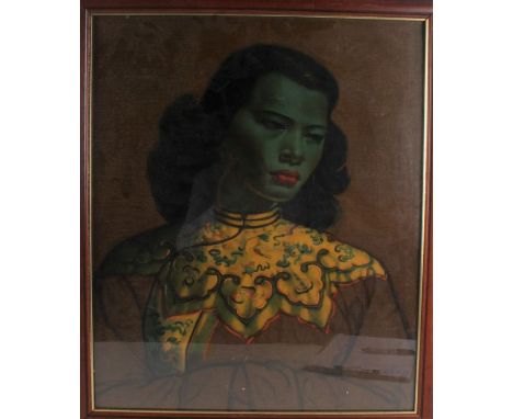 After Tretchiko, coloured print 'Chinese Girl', framed and glazed, 49.5cm wide x 60cm high