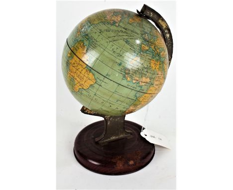 20th century Chad Valley tin plate world globe, 19cm high