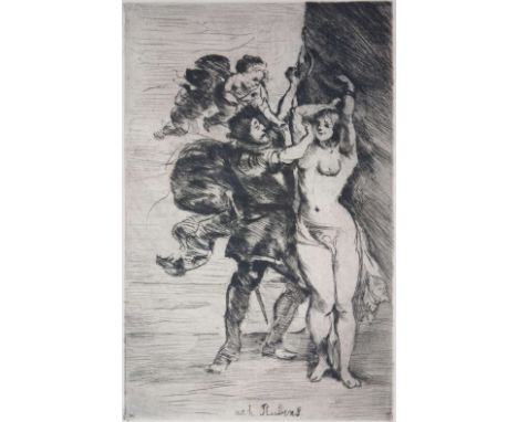 Lovis CORINTH (1858-1925), "Perseus und Andromeda" (nach Rubens), c. 1919, aus der Suite Antike Legenden, Kaltnadelradierung 