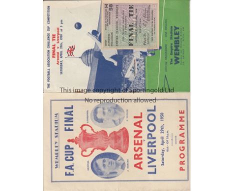 FA CUP FINAL 1950    Official Programme (some rust at staples), Pirate (Victor) and ticket for the Arsenal v Liverpool FA Cup