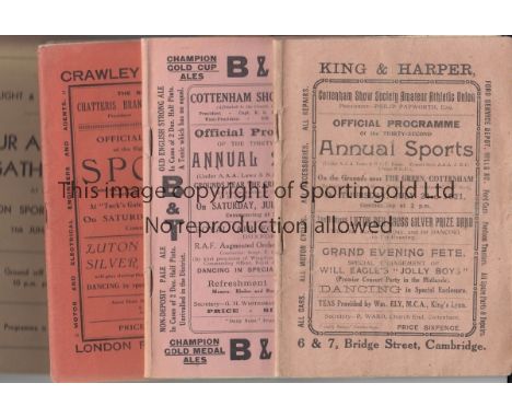 ATHLETICS  Collection of 10 Athletics programmes at various levels, includes Cottenham Annual Sports 21/7/1921  (includes cyc