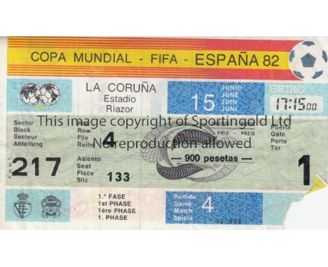 WORLD CUP 1982       Original ticket for Peru v Cameroon at Estadio Riazor, La Coruna, Match 4, 15th June. Slightly creased. 