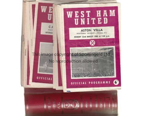 WEST HAM  60/61 and 61/62 Set of West Ham 23 home programmes, 60/61, 21 x League, 1 x Cup and 1 x League Cup , first in the c