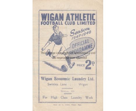 WIGAN   4 Page programme Wigan Athletic v Netherfield Lancashire Combination 20th September 1947. Light horizontal fold. No w