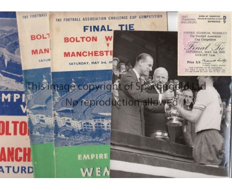 FA CUP FINAL 1958       Two different Official 1958 FA Cup Final programmes Bolton Wanderers v Manchester United one signed b
