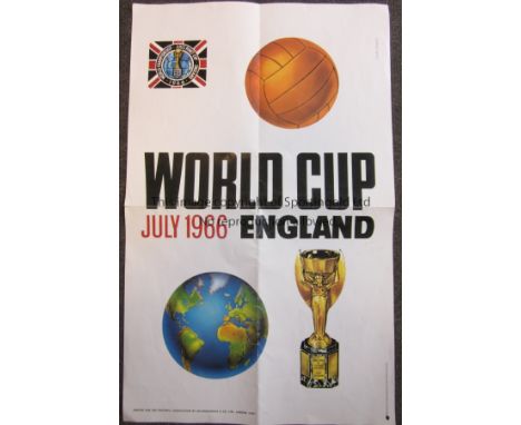 WORLD CUP 1966   Poster for the 1966 World Cup 20" x 13" . Folded into quarters. Ideal for framing. Generally good   
