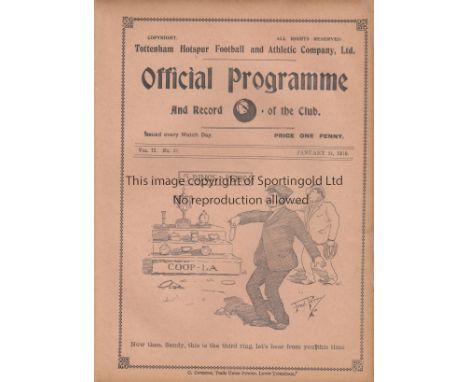 AT TOTTENHAM 1910    Tottenham Hotspur programme issued for FA Cup replay game between Leyton and New Brompton (later name wa