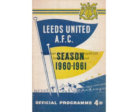 LEEDS UNITED V BLACKPOOL 1960 / 1ST LGE CUP        Programme for Leeds United at home to Blackpool 28/9/1960, being the first