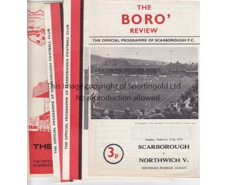 SCARBOROUGH  A Scarborough miscellany 13 pre-League home programmes, 11 homes from their Football League days including the f