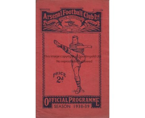 ARSENAL      Programme Arsenal v Brentford May 6th 1939 with 1939/40 season ticket application form. Some staple rust. No wri