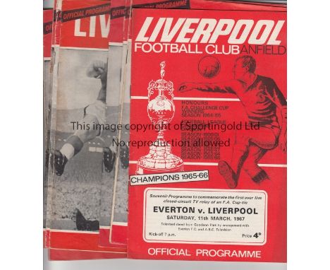 LIVERPOOL    Collection of Liverpool home programmes, 65 in total, 39 x 60s including first ever FA Cup tie closed circuit ga