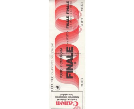 EURO 80 TICKET   Unused match ticket for 3rd/4th Place Final, played in Napoli, Czechoslovakia defeated Italy on penalties af