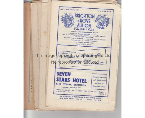 BRIGHTON   A collection of the first 10 Brighton home programmes from the 1949/50 season to include v Nottingham Forest, Ipsw