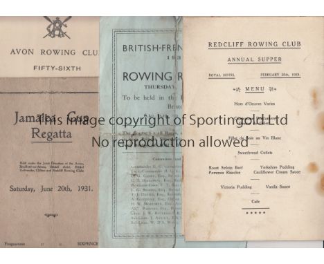 ROWING    Collection of approximately twenty items relating to rowing in the 1920s and 1930s, mostly in average condition wit