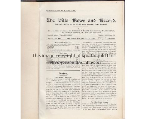 ASTON VILLA      Bound volume of all Aston Villa 1st team and Reserve match programmes for season 1930/31. Notable fixtures i