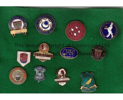 VINTAGE FOOTBALL METAL BADGES     Twelve Supporters'' Club badges from 1950's - 1970's including Colchester United, Bolton Wa