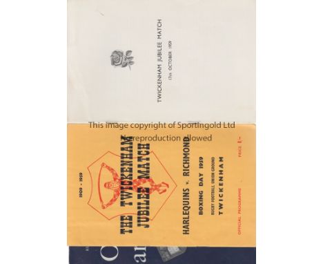 RUGBY UNION MISCELLANY    Collection of nine Rugby Union items, programme Harlequins v Richmond 26/12/59 (Twickenham Jubilee 