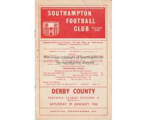 SOUTHAMPTON 65-6   Collection of 42 Southampton home and away programmes, 65/6, Saints finished second and were promoted to t