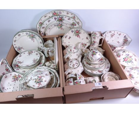 Royal Doulton 'Old Leeds Sprays' comprehensive dinner and tea service for six in two boxes   Condition Report   Click here fo