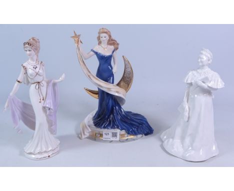 Royal Worcester 'Destiny' with certificate and Queen Elizabeth figurines, Coalport 'Helen of Troy' (3)   Condition Report   C