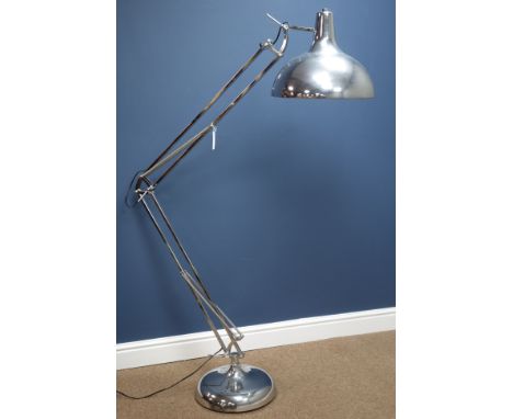 Large angle-poise type chrome floor lamp (This item is PAT tested - 5 day warranty from date of sale)   Condition Report   Cl