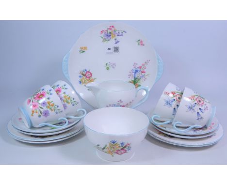 Shelley 'Wild Flowers' tea set for four    Condition Report  Some light scratches, otherwise good condition.  Click here for 