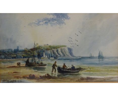 South Bay Scarborough, early 20th century watercolour with scratching out signed and dated 1914 by Austin Smith 25cm x 42cm  