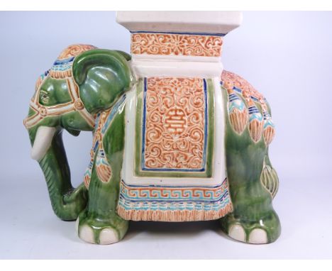 Oriental ceramic plant stand in the form of an elephant, H43cm   Condition Report   Click here for further images, condition,