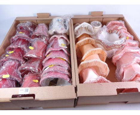 Shop Stock - Collection of small light shades including some silk with fringed edging, pleated and floral etc in two boxes (3