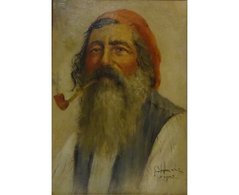 Portrait of a Mediterranean Fisherman, 20th century oil on canvas indistinctly signed by G. Saponari (Italian 19th/20th centu