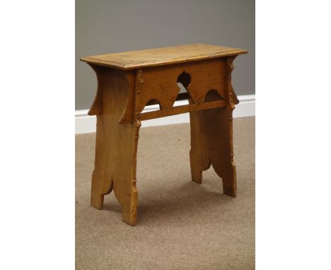 Light oak joint stool/side table, rectangular moulded top, W55cm, H55cm, D28cm   Condition Report   Click here for further im