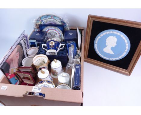 Aynsley, Royal Worcester, Coalport commemorative wear including loving cups, tankards, collectors plates, some as new with bo