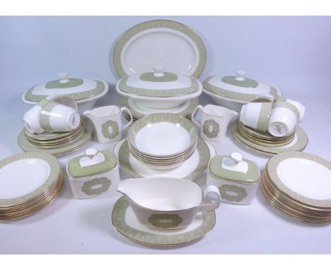Comprehensive Royal Doulton 'Sonnet' dinner and tea service for six persons, plus extras - lacking one dinner plate   Conditi
